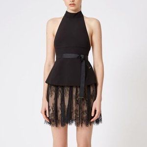 AQ/AQ Halter Neck Mini Dress with Lace bottom